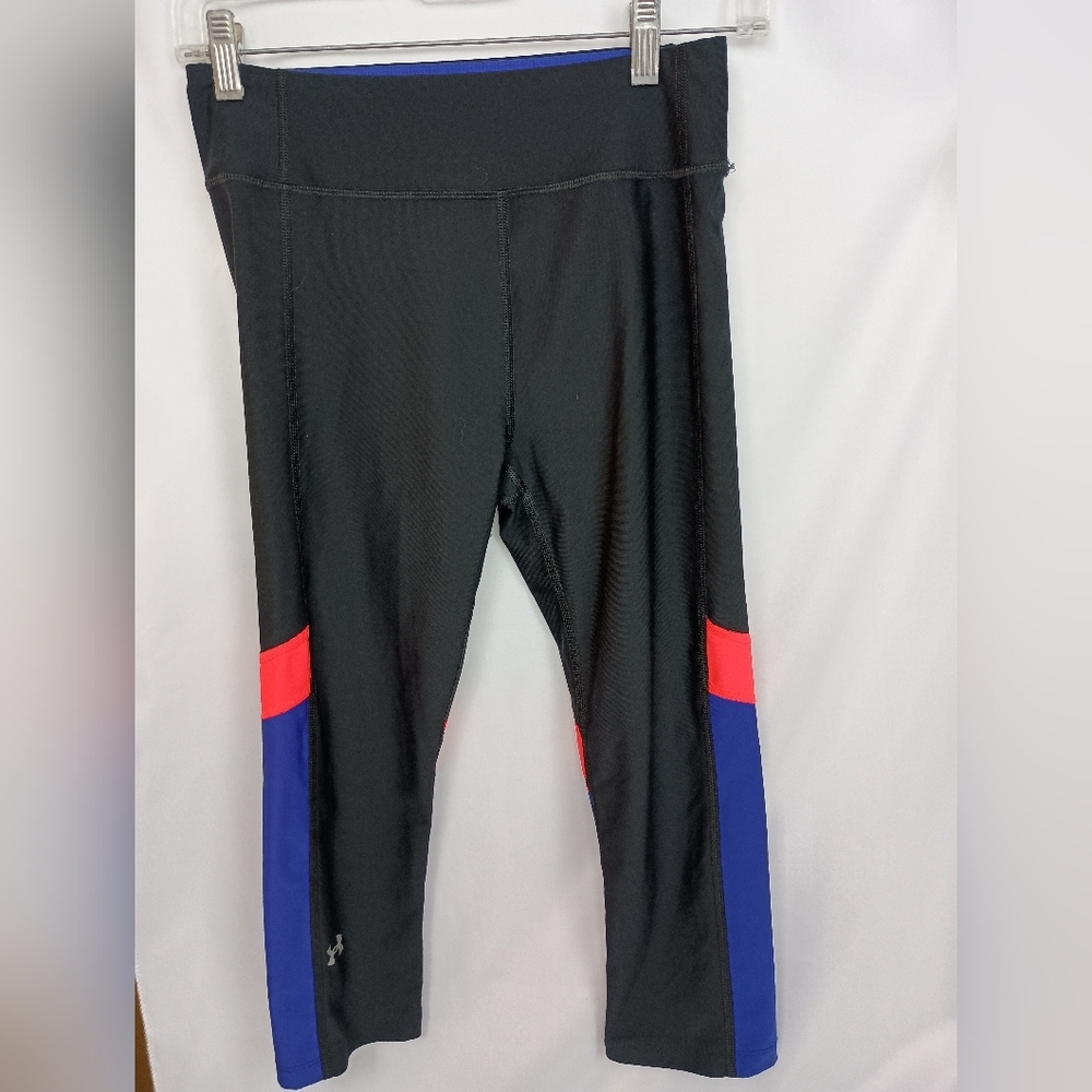 2/$30Under Armour Activewear AthleisureBlack Leggings Red & Blue Accents(#1,131)